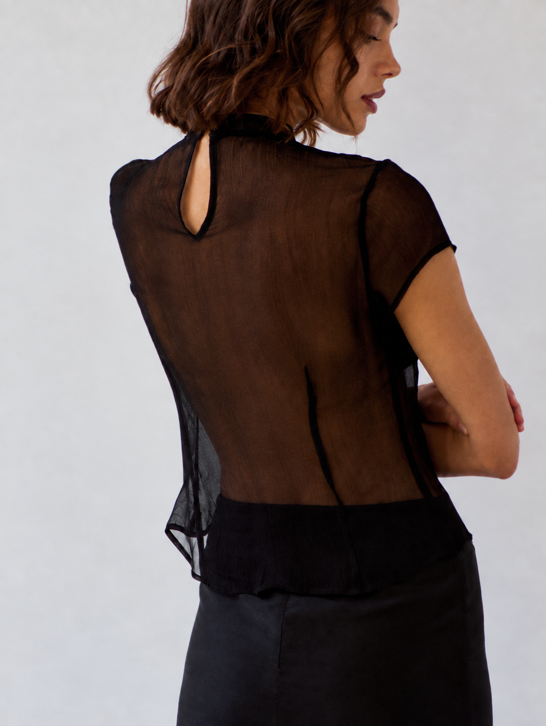 Celeste Viscose Chiffon Keyhole Top