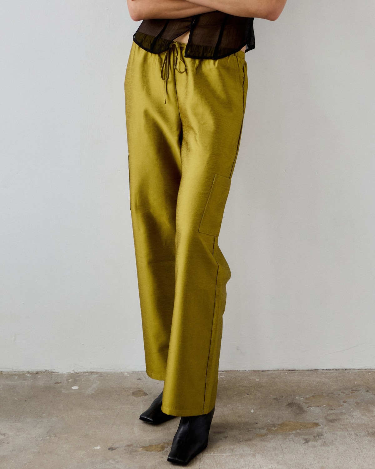 Stella Taffeta Trousers in Chartreuse