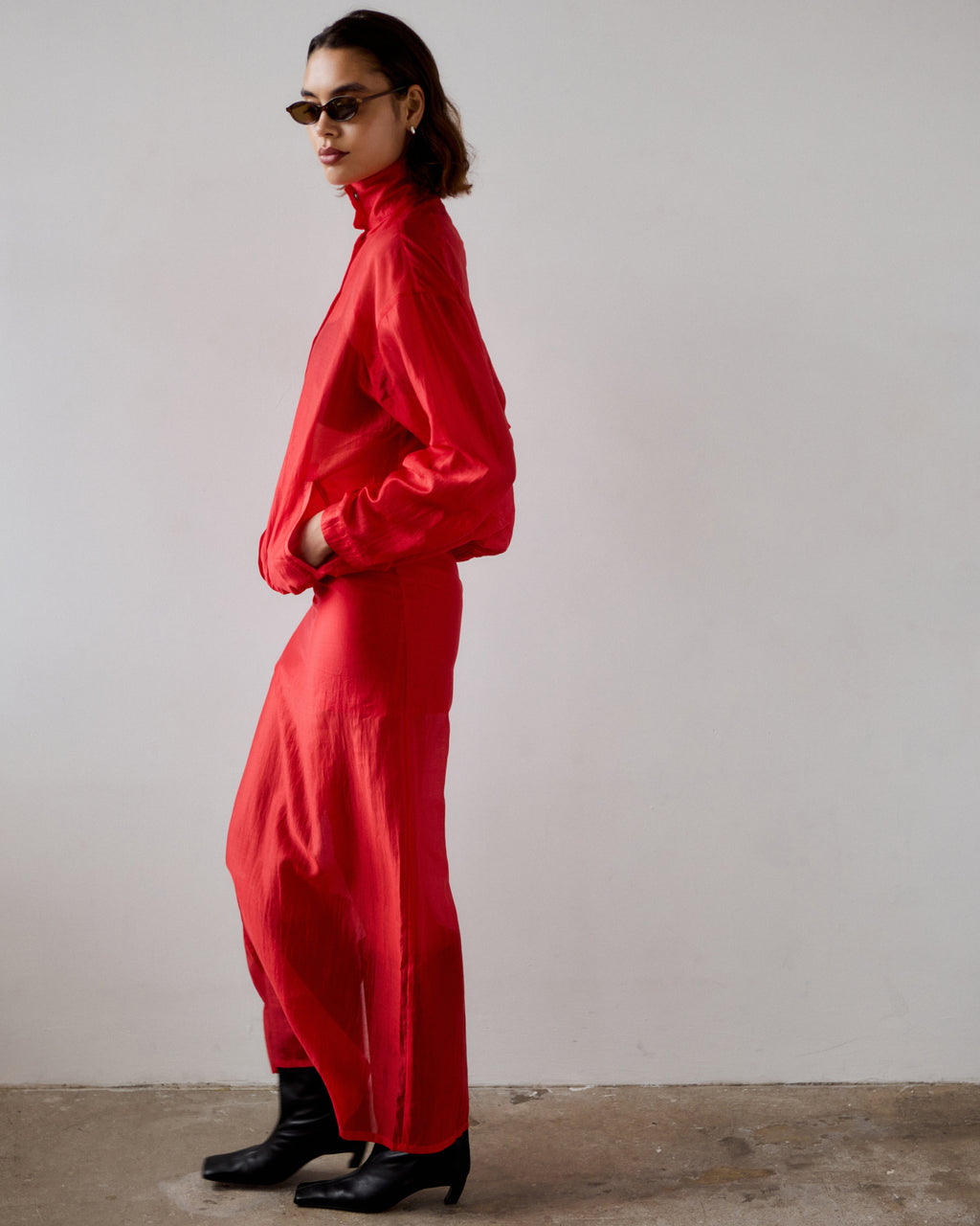 Karlie Tencel Funnel Neck Jacket