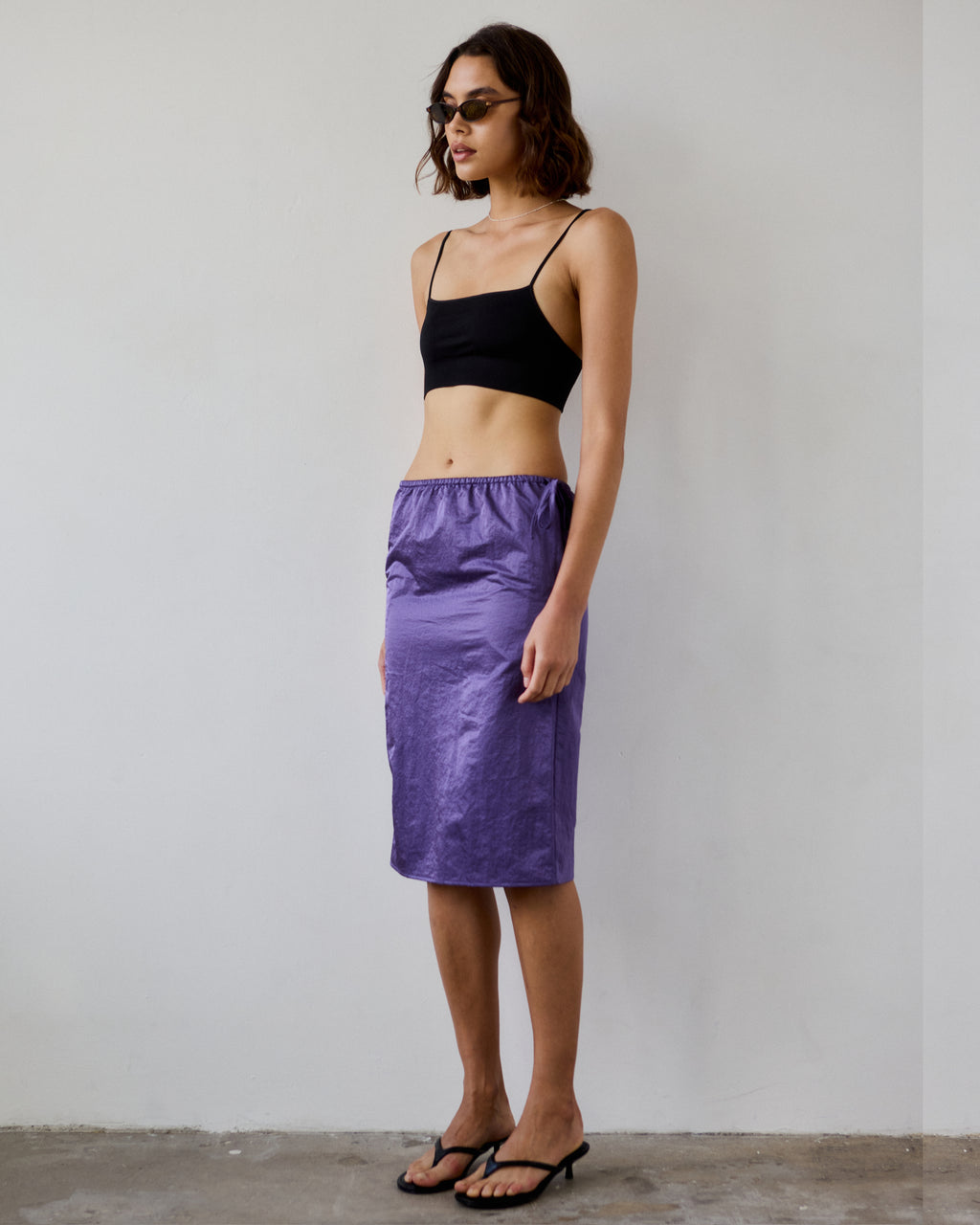 Naomi Taffeta Midi Skirt