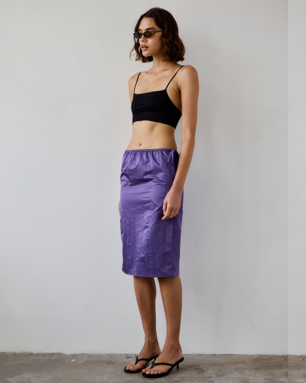 Naomi Taffeta Midi Skirt
