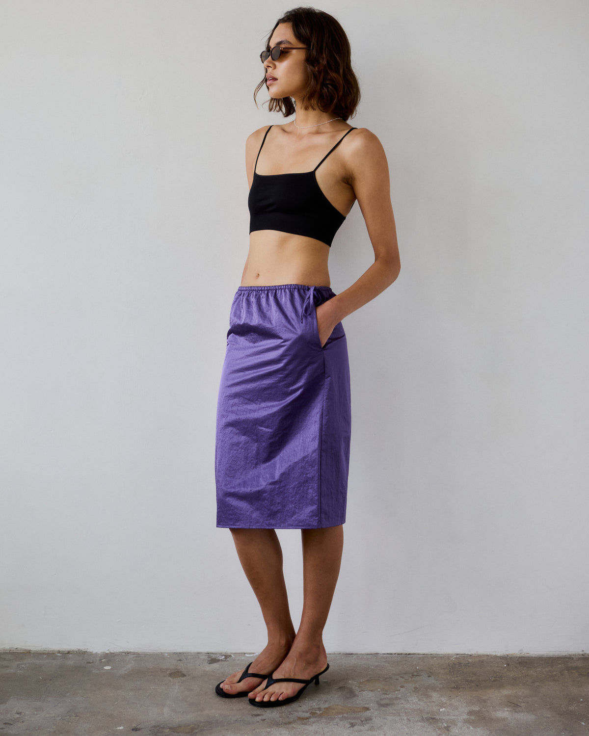 Naomi Taffeta Midi Skirt