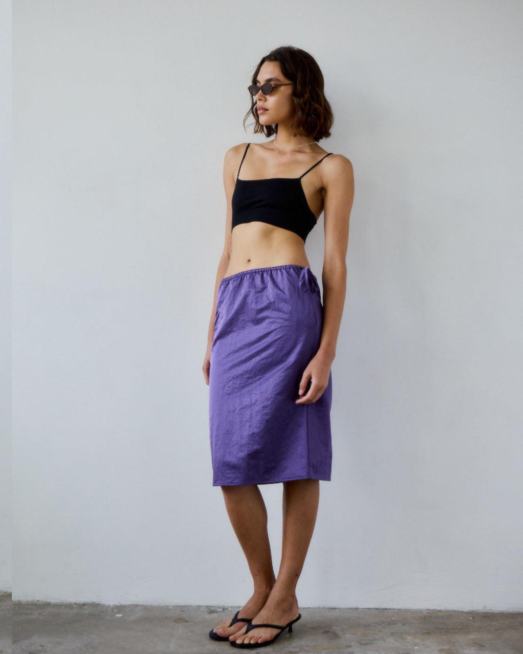 Naomi Taffeta Midi Skirt
