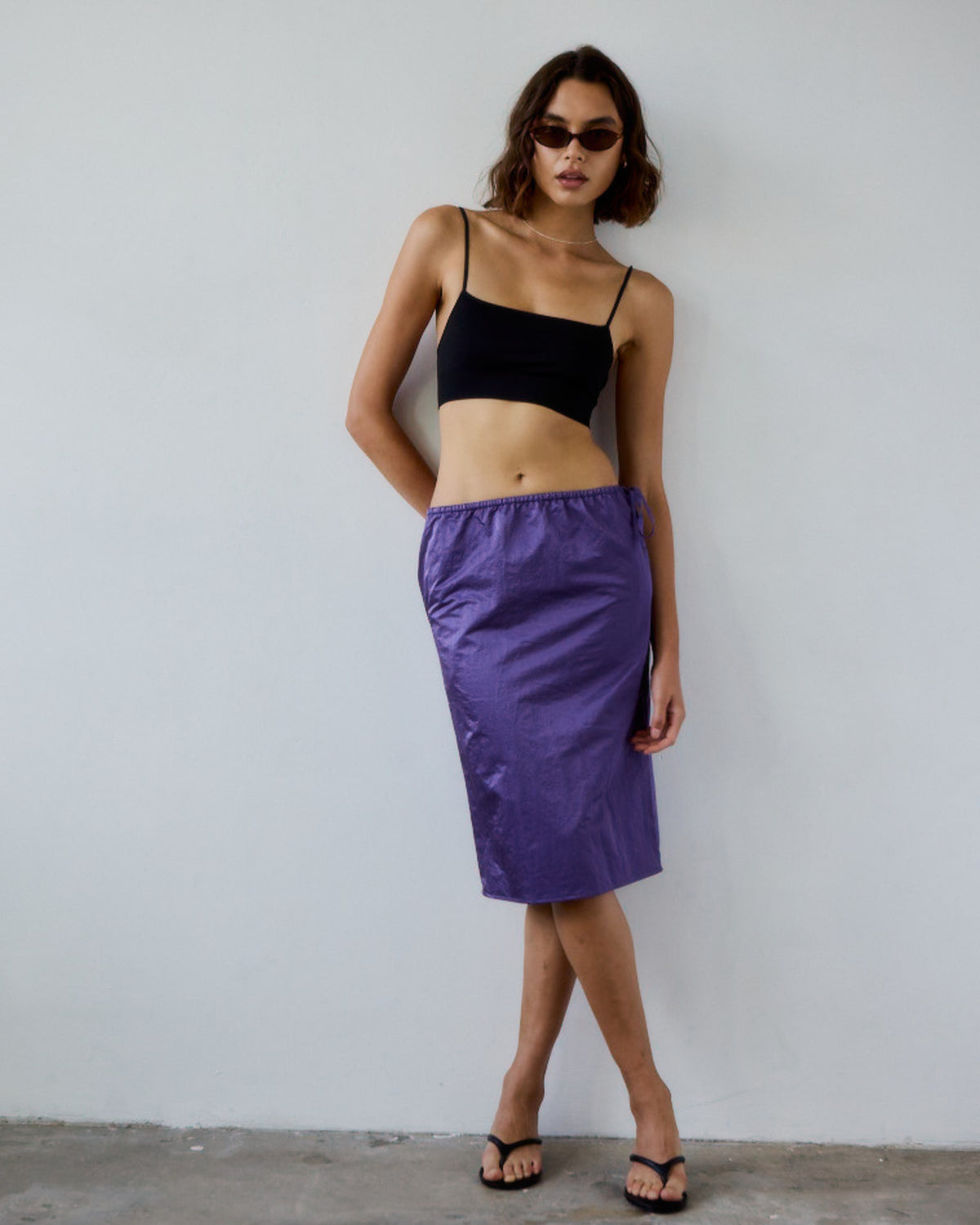 Naomi Taffeta Midi Skirt