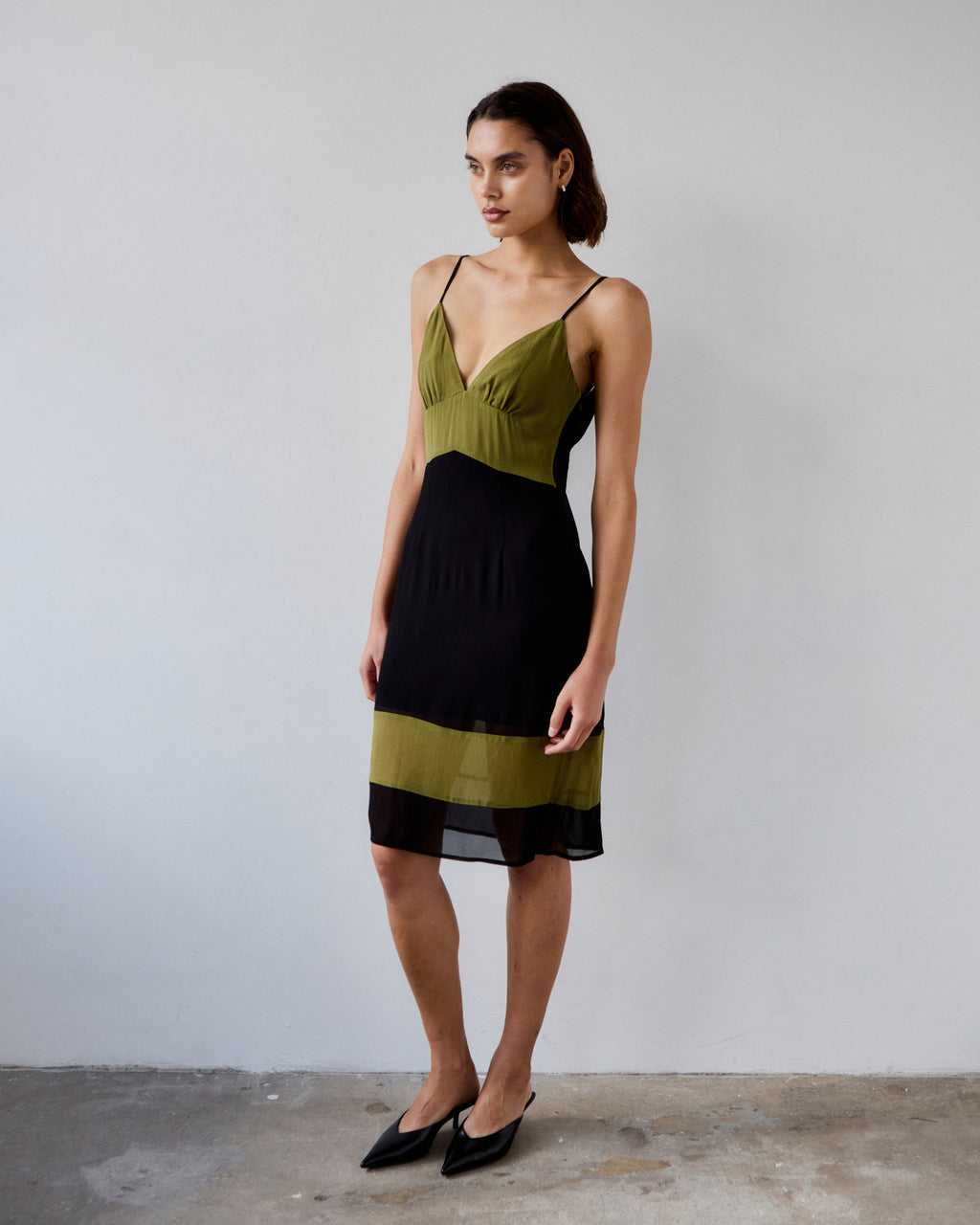 Evangalista Viscose Georgette Colour Block Dress