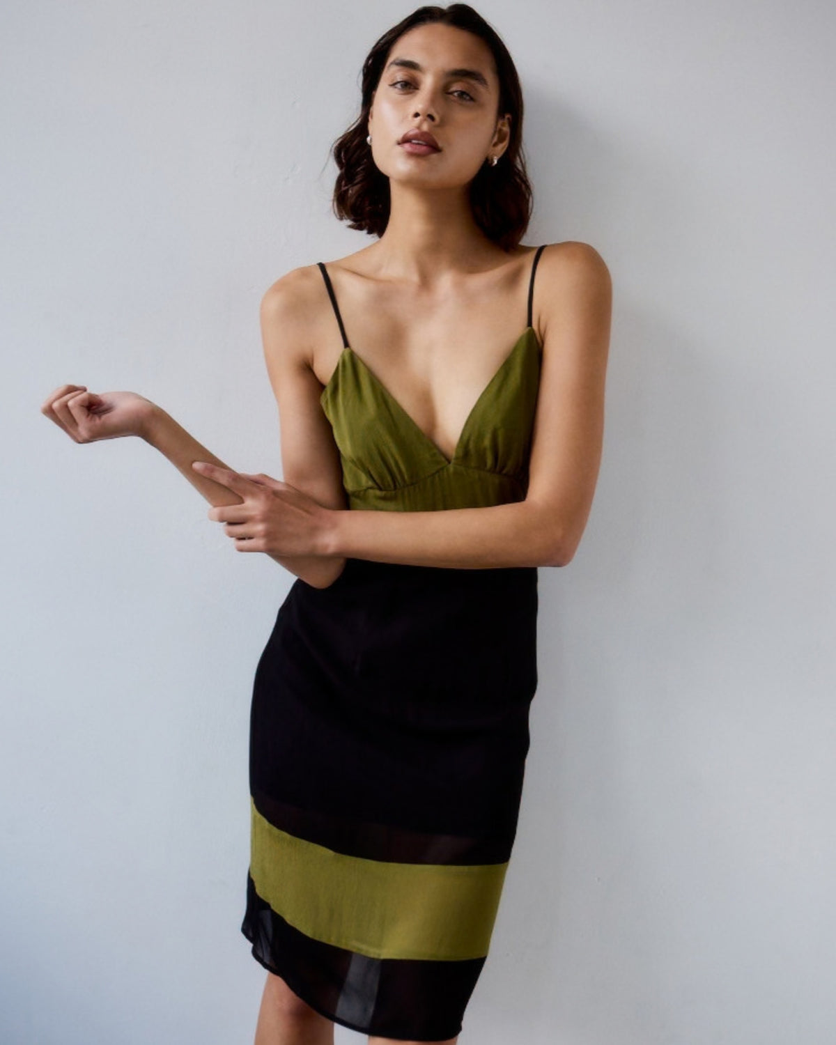Evangalista Viscose Georgette Colour Block Dress