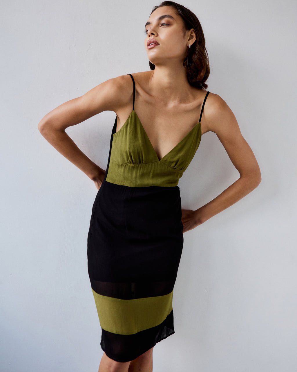 Evangalista Viscose Georgette Colour Block Dress