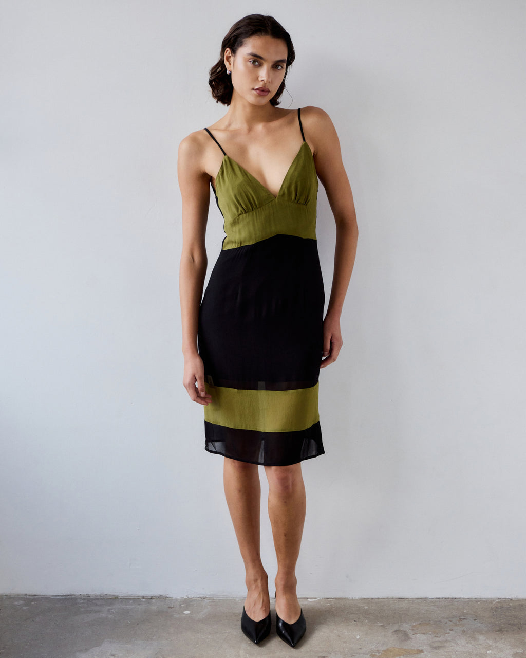 Evangalista Viscose Georgette Colour Block Dress