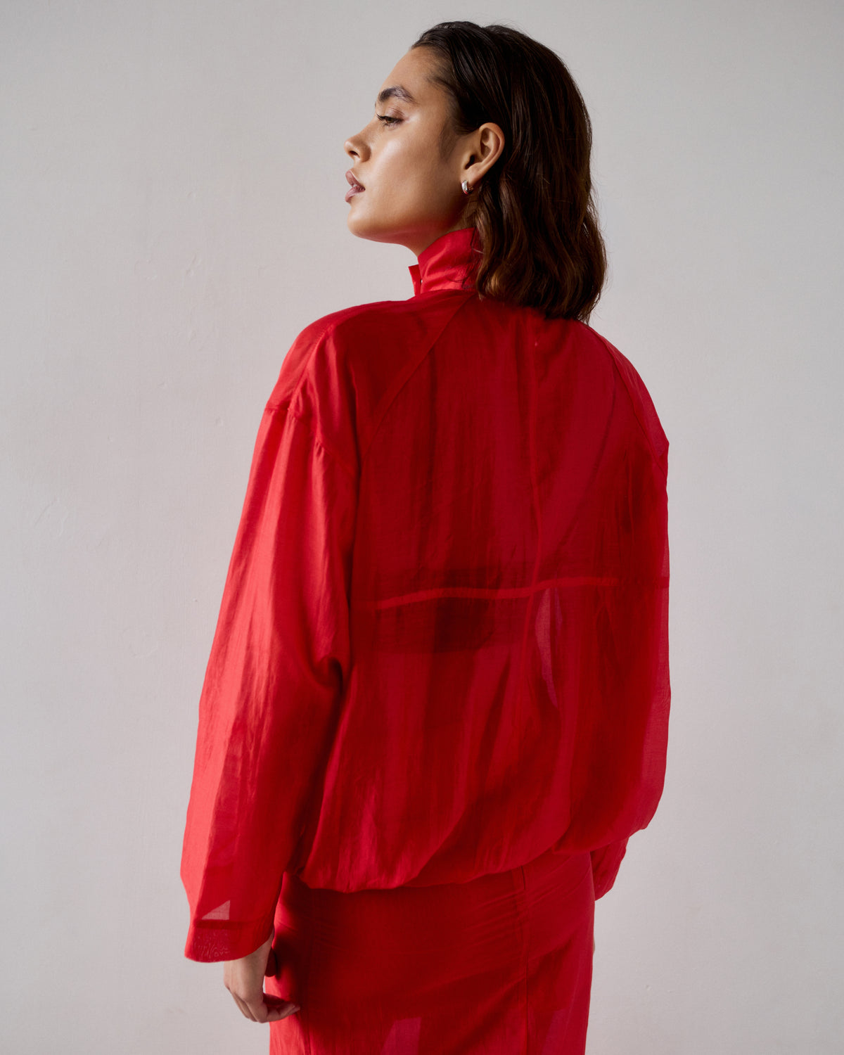 Karlie Tencel Funnel Neck Jacket