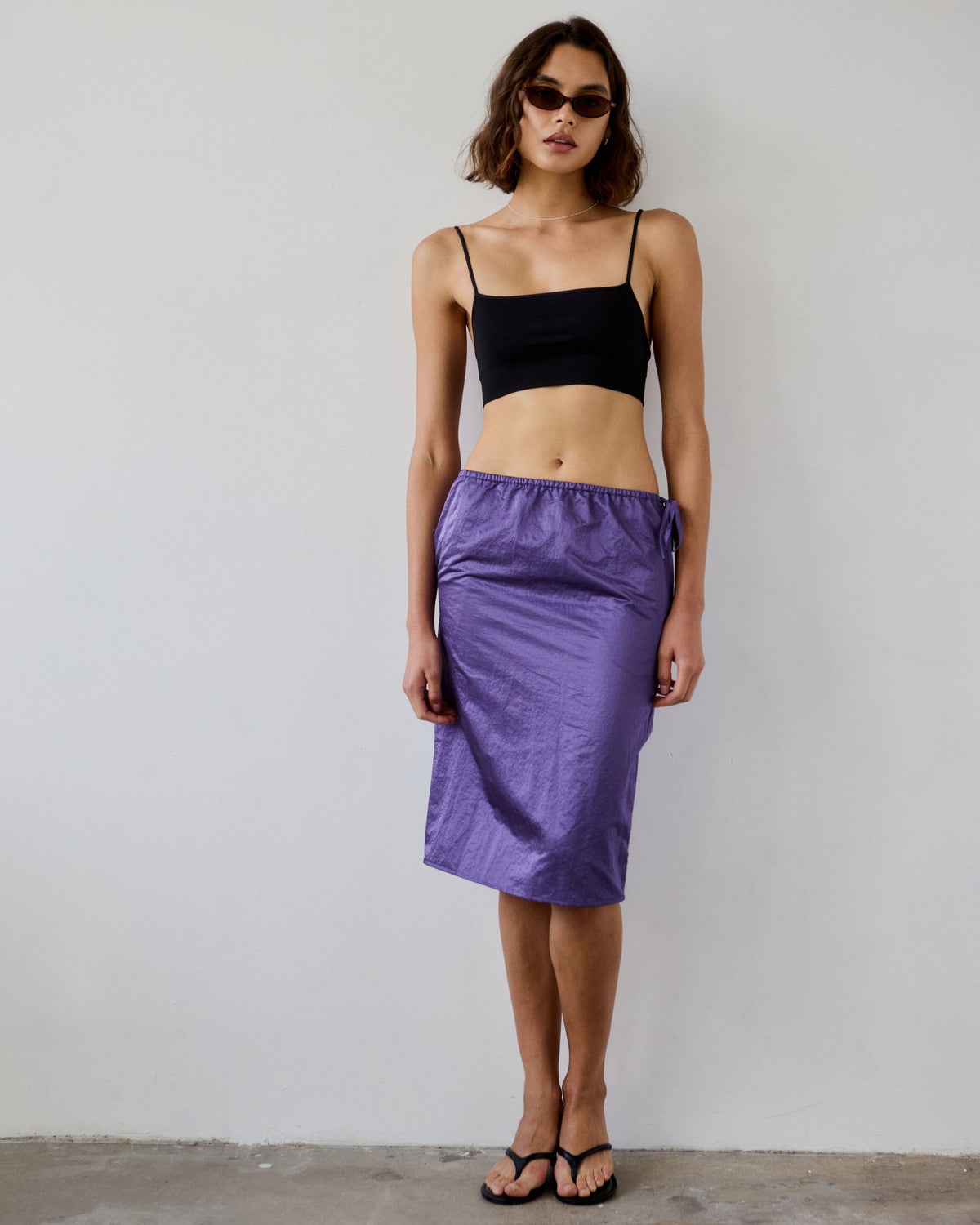 Naomi Taffeta Midi Skirt