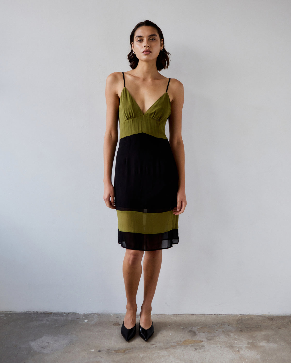 Evangalista Viscose Georgette Colour Block Dress