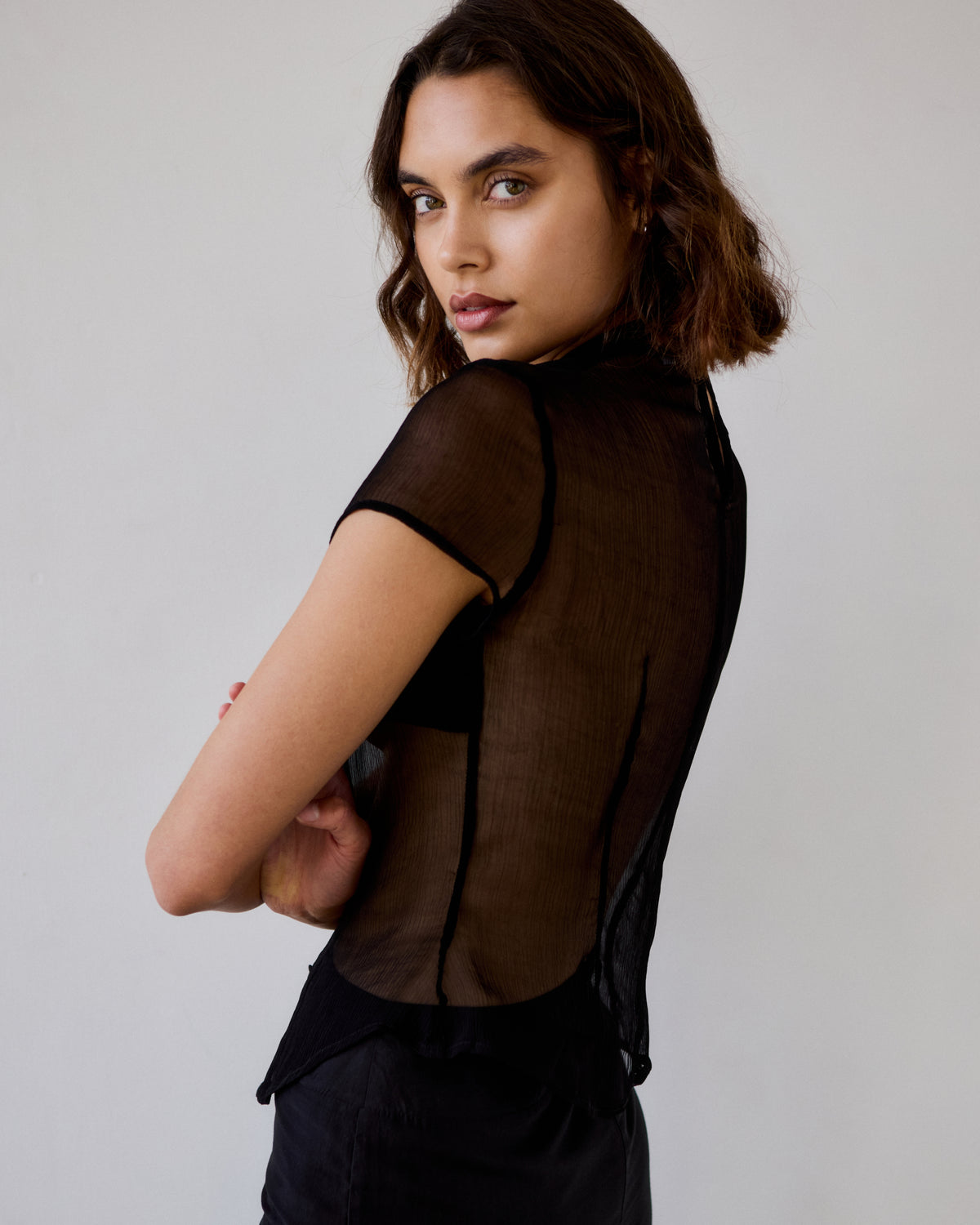 Celeste Viscose Chiffon Keyhole Top