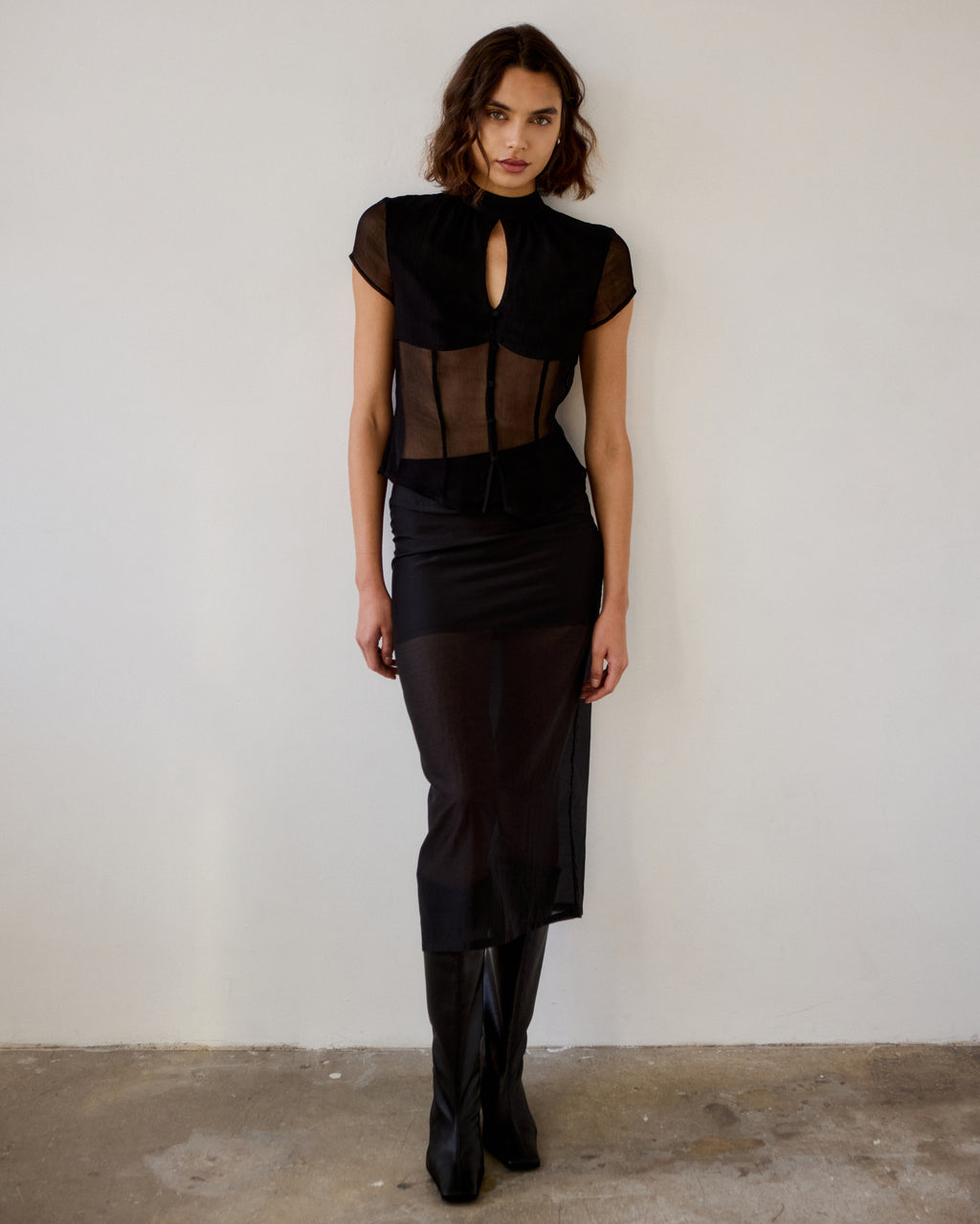 Celeste Viscose Chiffon Keyhole Top