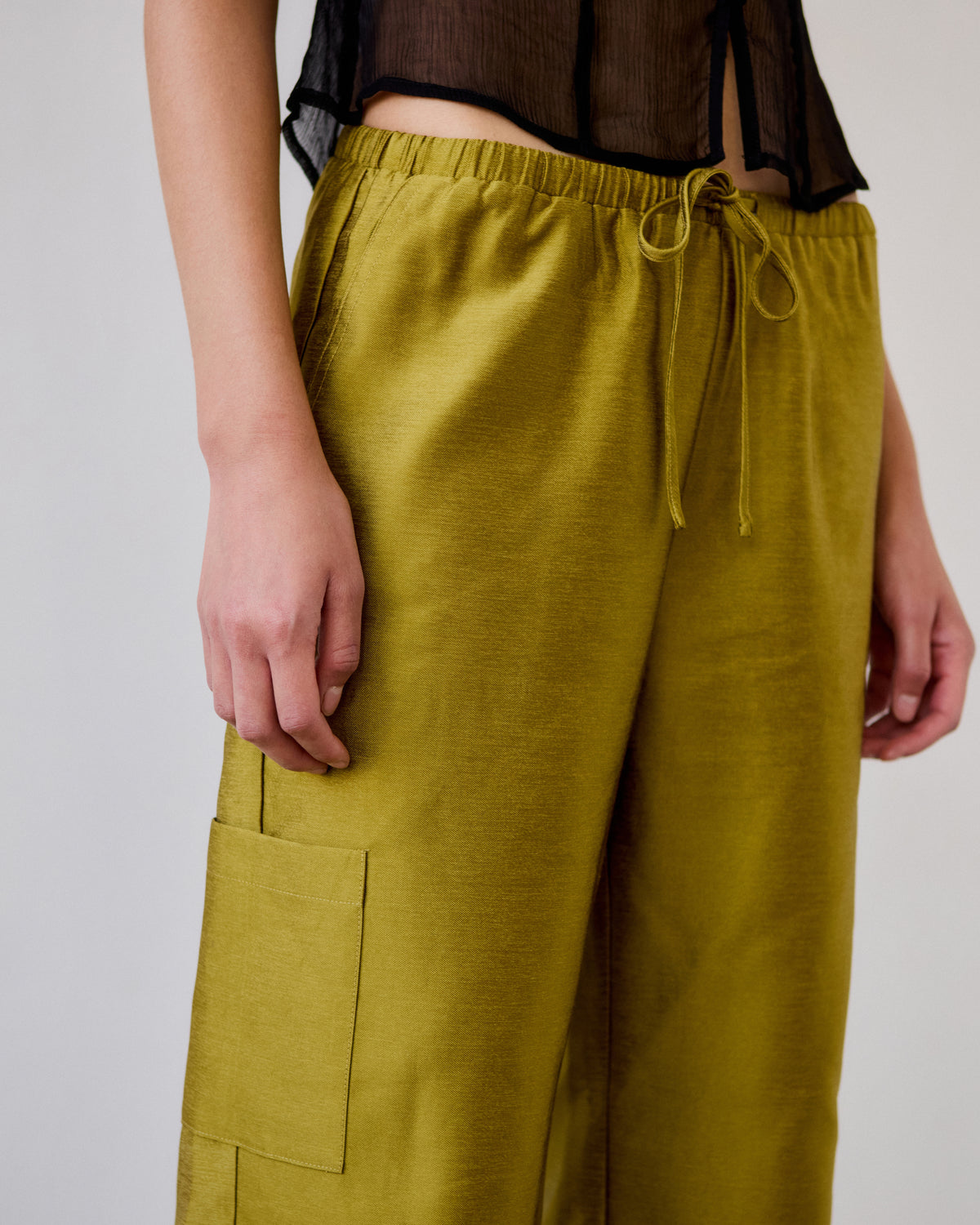 Stella Taffeta Trousers in Chartreuse