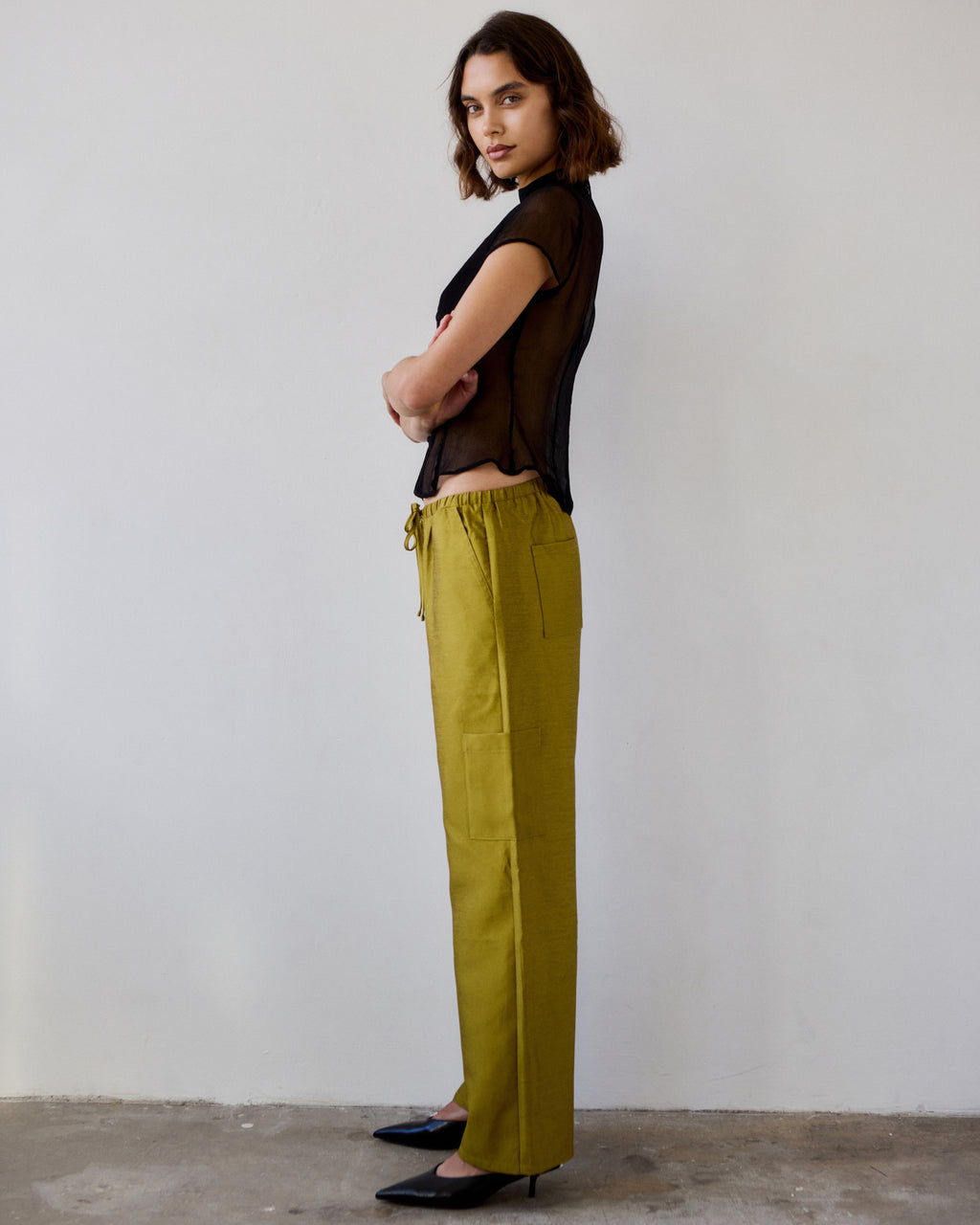 Stella Taffeta Trousers in Chartreuse