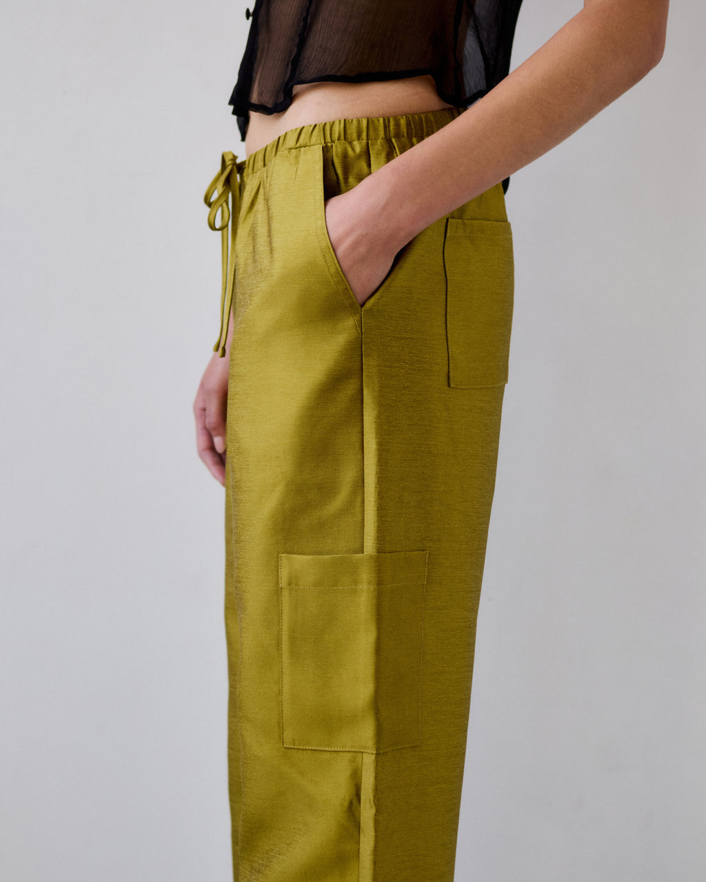 Stella Taffeta Trousers in Chartreuse