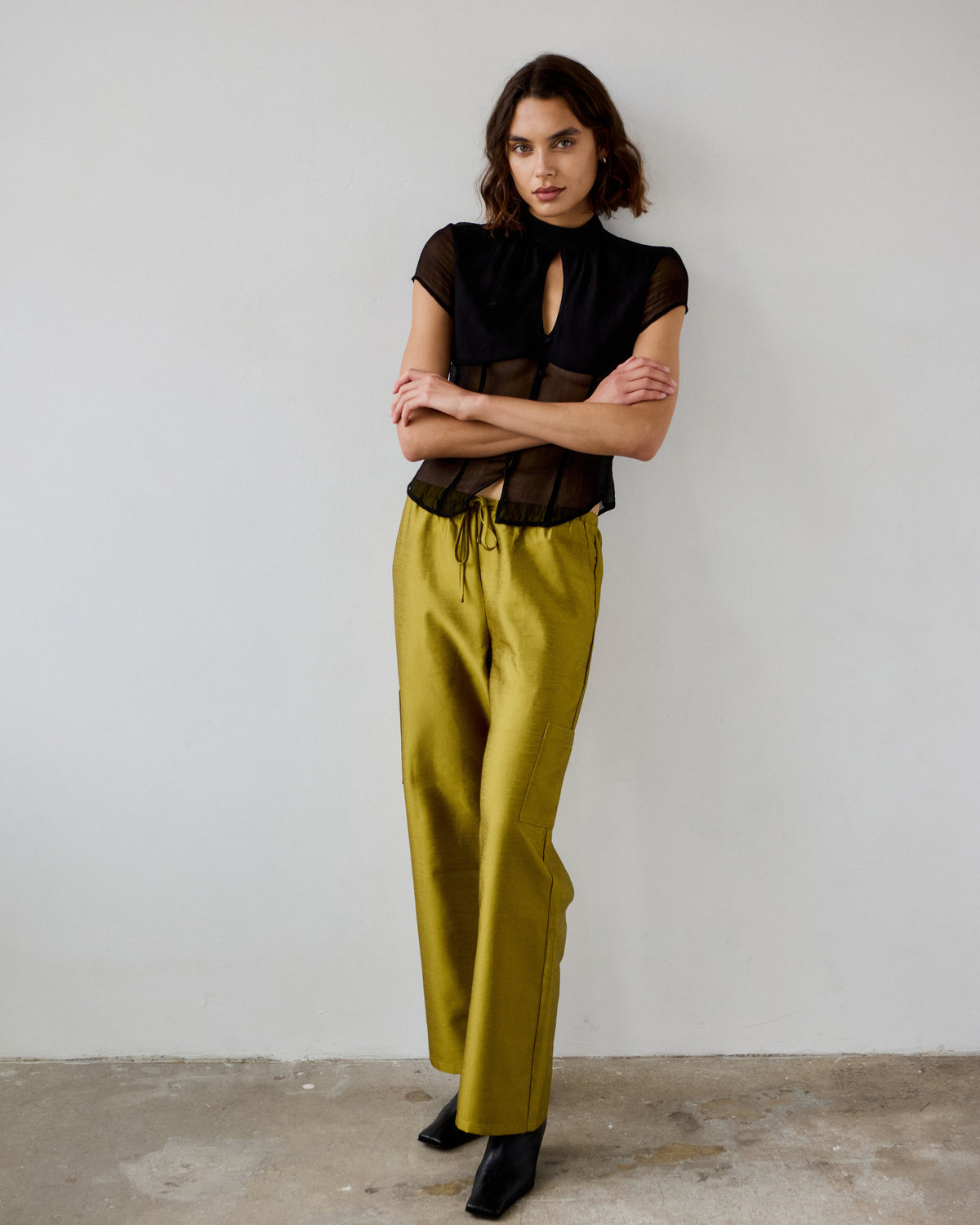 Stella Taffeta Trousers in Chartreuse
